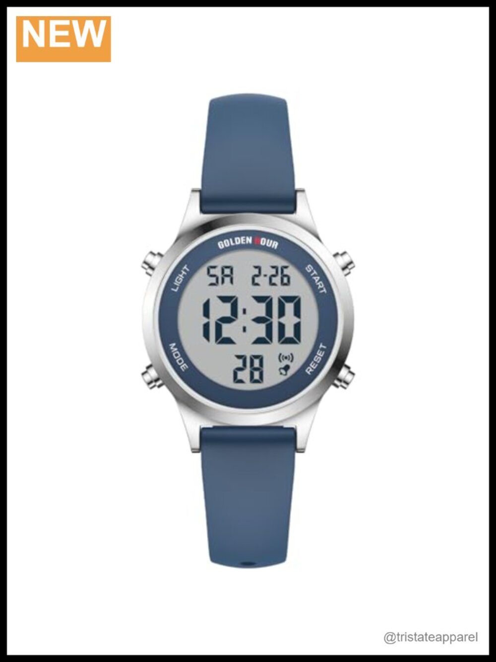 GOLDEN HOUR Waterproof Digital Sports Watch Silicone Strap Chronograph 32mm